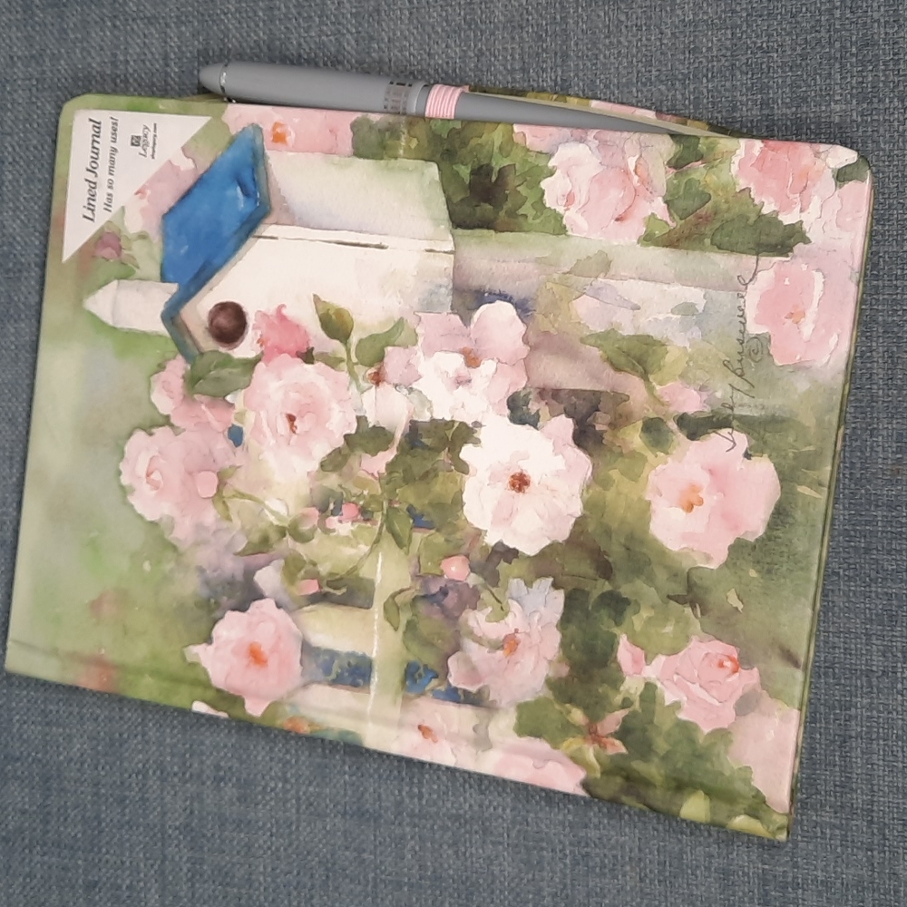 Journal Hardcover Lined Paper Pen Flowers Birdhouse Garden Pretty Keepsake  Gift